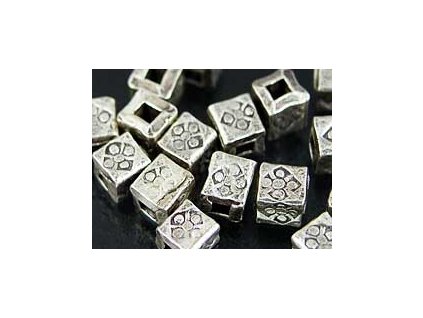 Bead A197 Cube with relief Silver Ag 925/1000 3,5x3mm