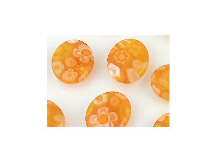 Beads Millefiori O2 Oval Orange 12x10x4mm - 8pieces