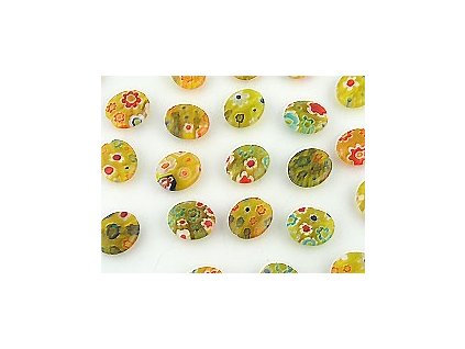 Beads Millefiori O1 Oval Yellow 12x10x4mm - 8pieces