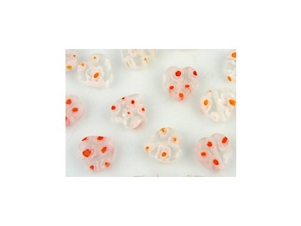 Beads Millefiori HP1 Heart Flat White-red 10x10x3mm - 10pieces
