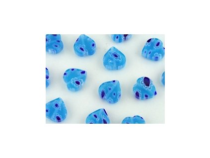 Beads Millefiori HP4 Heart Flat Aqua Sapphire 10x10x3mm - 10pieces