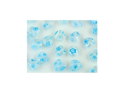 Beads Millefiori H1 Heart Crystal Aqua 8x8x4mm - 12pieces