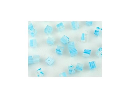 Beads Millefiori S2 Cube Crystal-Aqua 4x4x4mm - 25pieces