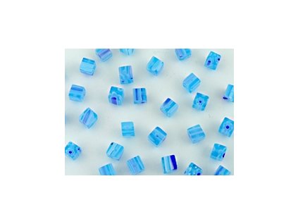 Beads Millefiori S3 Cube Aqua-Sapphire 4x4x4mm - 25pieces
