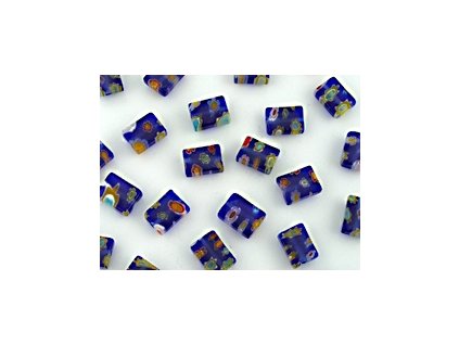 Beads Millefiori S4 Rectangle Sapphire 8x6x2,5mm - 12pieces