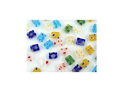 Beads Millefiori S5 Rectangle Mix 8x6x2,5mm - 12pieces