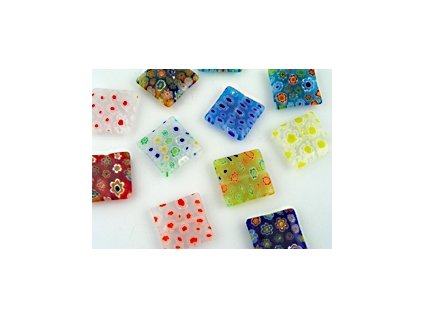 Korálky Millefiori S6 Čtverec Mix 18x18x4,5mm - 5kusů