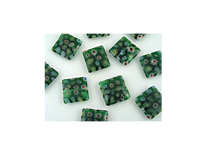 Beads Millefiori S7 Square Peridot 18x18x4,5mm - 5pieces