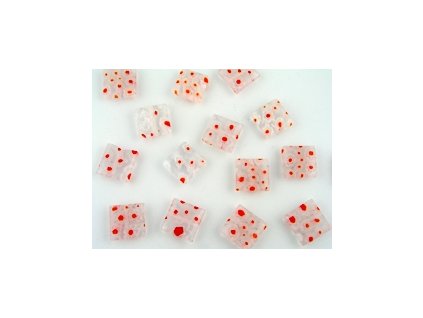 Beads Millefiori S8 Square Red-White 11,5x11,5x4mm - 8pieces