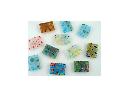 Beads Millefiori S9 Rectangle Mix 18,5x13x4mm - 5pieces