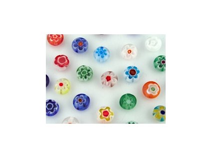 Korálky Millefiori RP1 Kulaté Ploché Mix A 8x4mm - 12kusů