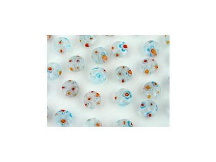 Beads Millefiori RP3 Round Flat Crystal Aqua 8x4mm - 12pieces