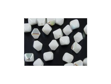 Beads Pressed Bicone - White Chalk AB - 6mm