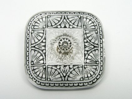 Knoflík Čtverec Krystal - Černá 32mm
