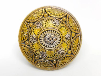 Knoflík Krajka Žlutá 32mm