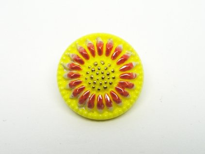 Knoflík Květ Žlutá Červená 23mm