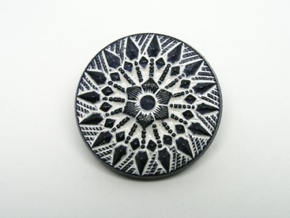 Knoflík Květ Bílá Modrá 27mm