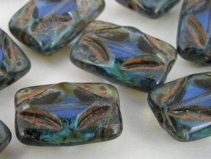 Beads Rectangle Relief - Sapphire Travertin - 12x8mm