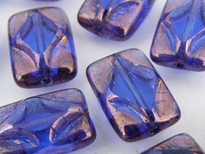 Beads Rectangle Relief - Sapphire Bronze - 12x8mm