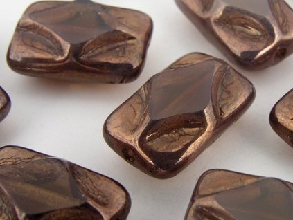 Beads Rectangle Relief - Toapz opal Bronze - 12x8mm