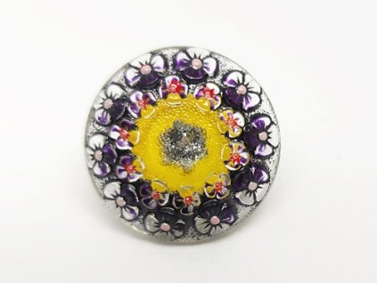 Button Meadow Flowers Yellow Blue 22mm