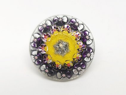 Button Meadow Flowers Yellow Purple 22mm