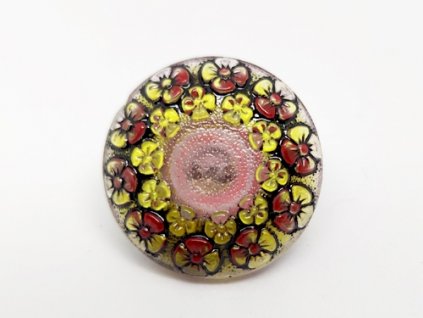 Button Meadow Flowers Pink Red 22mm