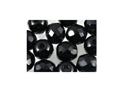 Beads Faceted Rounds with hole 2mm Jet 10mm