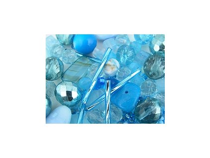 Korálky Mix Akvamarín První Jakost - množstevní sleva 120g+30g zdrarma