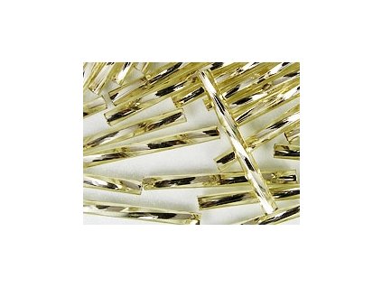 Beads Bugles Light Gold Line Twisted 25mm