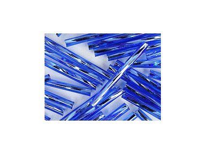 Beads Bugles Sapphire Silver Line Twisted 25mm