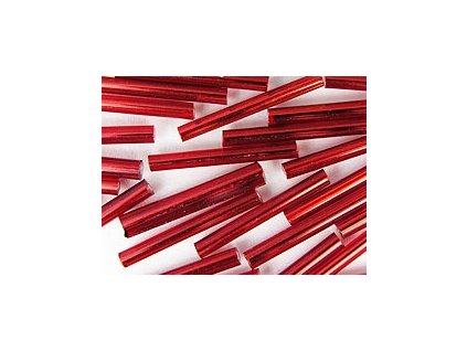 Beads Bugles Garnet - Silver Line 20mm