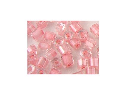 Bugles 2mm - Crystal - Pink line