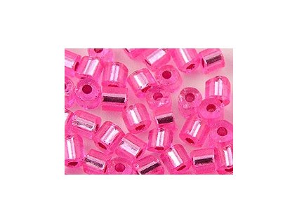 Bugles 2mm - Pink - Silver line