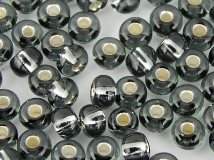Seed Beads Preciosa No.47010 - Black Diamond - Silver Line   - 10/0 12g