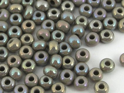 Seed Beads Preciosa No.44020 - Darker Opaque Gray - Rainbow 10/0 12g