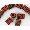 Ceramic Beads Red Black 8x6mm 4pcs