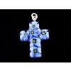 MILLEFIORI CROSS CRYSTAL LT.BLUE FLOWER 23x18mm