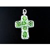 MILLEFIORI CROSS WHITE GREEN FLOWER 23x18mm