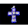 MILLEFIORI CROSS BLUE CRYSTAL-WHITE FLOWER 23x18mm