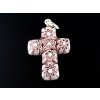 MILLEFIORI CROSS AMETHYST WHITE FLOWER 23x18mm