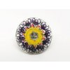 Button Meadow Flowers Yellow Blue 22mm