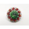 Button Meadow Flowers Green Red 22mm