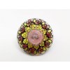 Button Meadow Flowers Pink Red 22mm