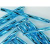 Beads Bugles Aquamarine Silver Line Twisted 35mm