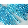 Beads Bugles Aquamarine Silver line Twisted 30mm