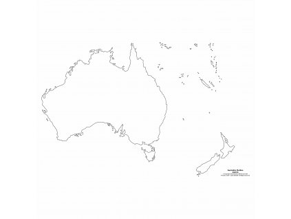 Mapa Austrálie - slepá (50 ks pracovních listů)