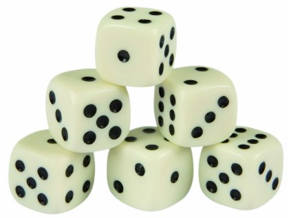 Dice, 16 mm, white with black dots