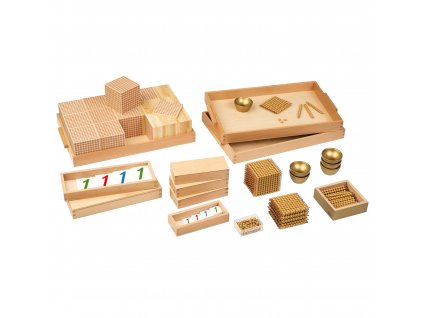 Velký zlatý perlový materiál – set s umělými, volnými perličkami