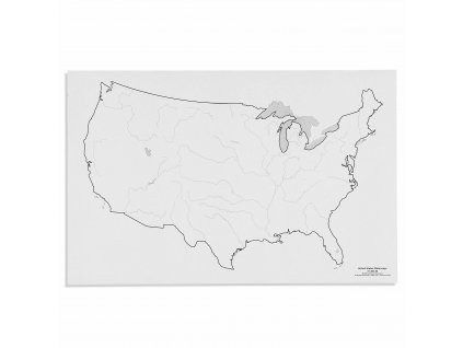 Mapa USA – vodní toky, slepá, 50 listů